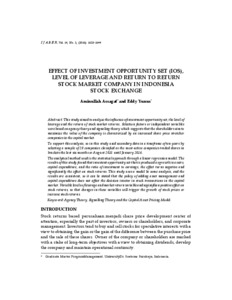 EFFECT OF INVESTMENT OPPORTUNITY SET (IOS), LEVEL OF LEVERAGE AND ...